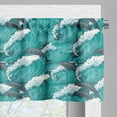 thumbnail image 3 of Ambesonne Ocean Valance Pack of 2, Surfing Doodle Dolphins, 42"X12", Charcoal Grey Teal White, 3 of 5