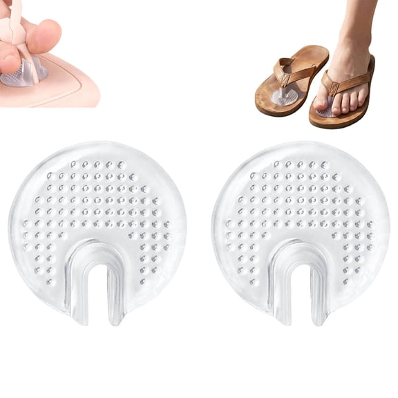 Comfort Gel Toe Protectors for Flip-Flops Large Silicone Pads Non-Slip Pain Relief Insoles for Women Men 1.4x1.4 Inch Cushion (4 Pairs)