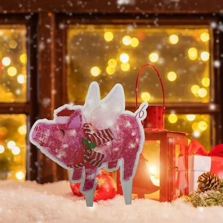 

Christmas Light Pig Decoration with Wings Luminous Toys Striped Scarf Romantic Navidad Natal Pendant Holiday Party Ornament