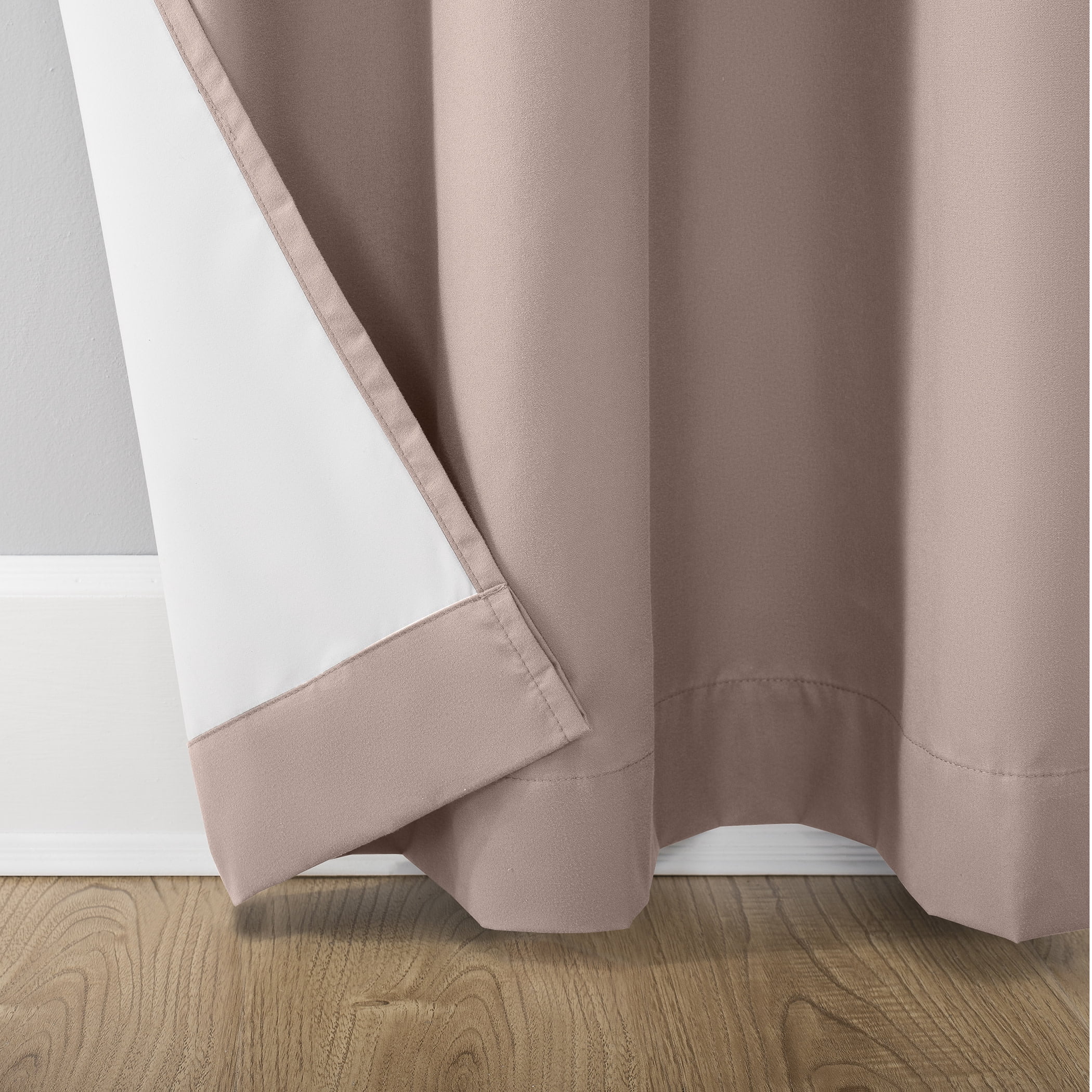 Sun Zero Cyrus 1-Piece  Thermal 100% Blackout  Back Tab/Rod Pocket Curtain Panel, Blush, 40”W x 84"L