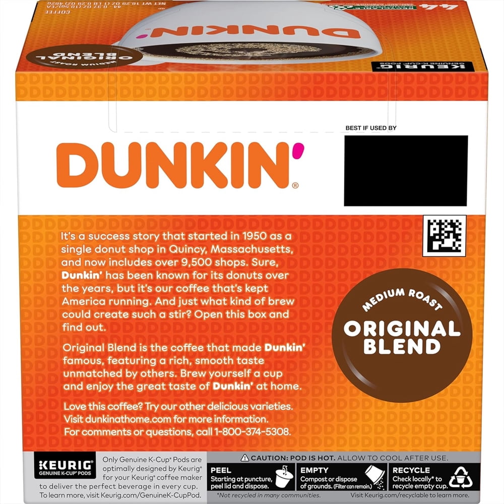 KeuRig K-Cup 88 Count Dunkin' Donuts Medium Roast Ground Original Blend Coffee