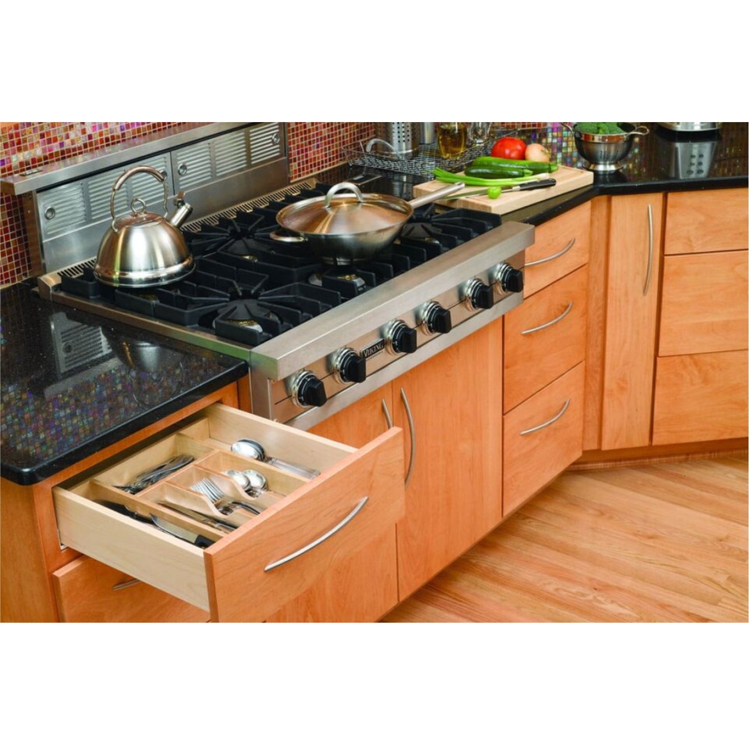 4WCT-1 Cut-To-Size Cutler Drawer Insert Wood Kitchen Utensil Organizer, Maple Finish by Rev-A-Shelf