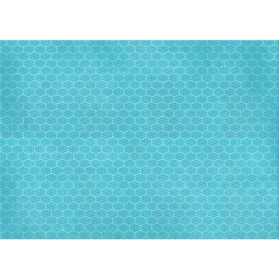 Ahgly Company Indoor Rectangle Patterned Bright Cyan Blue Area Rugs, 7' x 10'