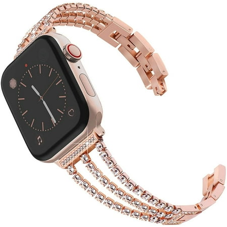 Apple Watch Band Bracelet Replacement Women, Rhinestone Diamond Jewelry Stainless Steel Wristband...