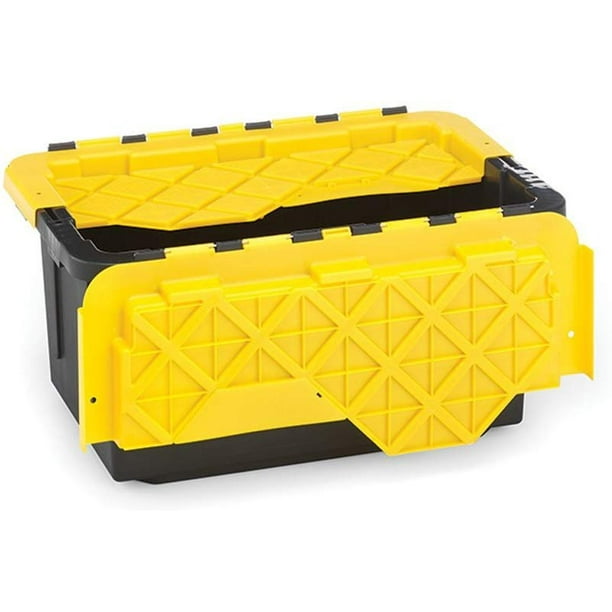 Homz 15 Gallon Tough Flip Lid Plastic Storage Container, Set of 6