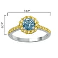 thumbnail image 3 of Sterling Silver with Blue Moissanite and Yellow Sapphire Halo Ring, 3 of 3