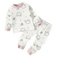 thumbnail image 1 of Splozh Toddler Girl Clothes Fall Winter Girls Comfortable and Breathable Long Sleeved Home Clothes Two Piece Set with Cute Cartoon Pattern Light Pink,4-5 Years, 1 of 3