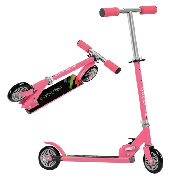 Folding Kids Scooter Adjustable Height 6 Years Boys Girls Gifts, Pink