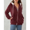 thumbnail image 6 of Women’s Winter Fuzzy Hood Coat, Long Sleeve Front Zipper Fleece Outwear Loose Warm Jackets, S-5XL, 6 of 10