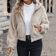 thumbnail image 4 of Abomasnow Women's Sherpa Fleece Lined Jacket Full Zip Long Sleeve Lapel Collar Coat Fall Winter Fuzzy Warm Outerwear with Pockets S-XL, 4 of 4