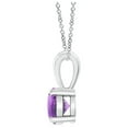 thumbnail image 2 of Angara Collier en Améthyste Naturelle - Pendentif Solitaire Rond en Améthyste avec Broches en Or Blanc 14K pour Femmes, 2 of 9