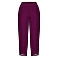 thumbnail image 4 of Mitancoo Hem Pants for Women - Plus Size High Waist Casual Wide Leg Cropped Lounge Pants Purple Pants Size 5XL, 4 of 4