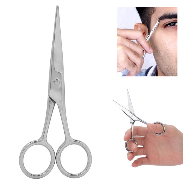 Beard Scissors, Stainless Steel Curved Handle Facial Beard Scissors For Beard Trimming For Men Use