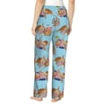 thumbnail image 3 of Naloa Turtles And Corals Print Women’s Ultra-Soft Comfy Pajama Lounge Pants with Pockets & Drawstring, 3 of 8