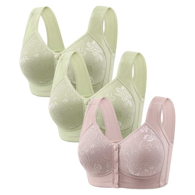3 Pieces Of Front Open Buckle Top Support Without Ring Beauty Back Middle Bra Large Size Thin Vest Type Gathered Bra Underwear