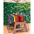thumbnail image 3 of nqOlkjepod Boho Colored Stripes Outdoor Tablecloth with Umbrella Hole & Zipper, Vintage Green Red Blue Tribal Rectangle Table Cover 52x70 Inch, Dining Waterproof Table Cloth Protector for Patio, 3 of 7