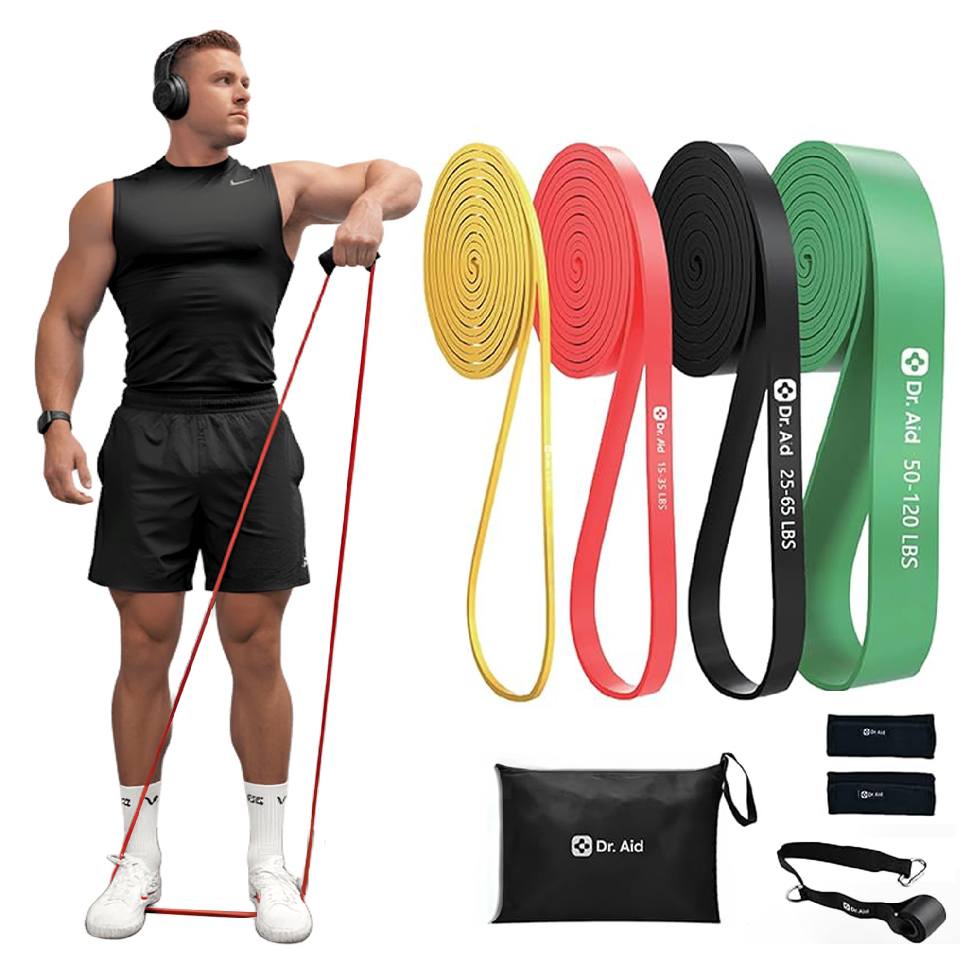 Pull Up Resistance Bands Set – Elastic, Smell-Free Premium Latex Exercise Bands for Men & Women, Tear-Resistant Workout Bands for Full-Body Strength Training, Physical Therapy, Yoga, Pilates