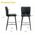 thumbnail image 5 of Ciphrias Bar Stools Set of 2, Black PU Leather Upholstered Counter Height Chairs with Backrest Footrest Metal Legs for Kitchen Island Bar, 5 of 8