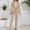 Beige, variant on Aueoeo Women's Business Blazer Pant Suit Set Long Sleeve Laple Collar Jackets And Regular Fits Pants for Work Business