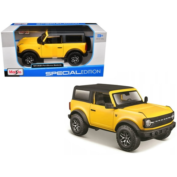 2021 Ford Bronco Badlands Yellow with Black Top "Special Edition" 1/24 Diecast Model Car by Maisto