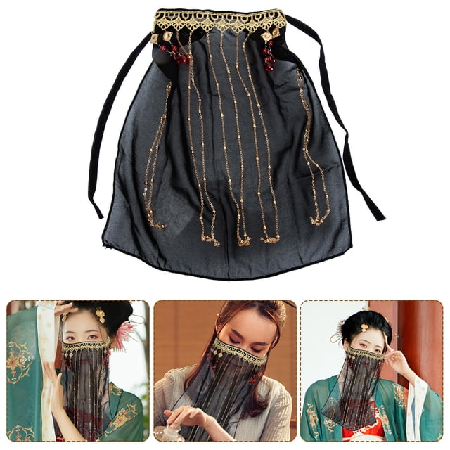 YOSADIER Velo Facial Negro Con De Para Fiestas De Disfraces Y Cosplay