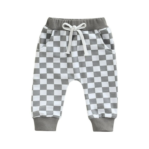 Newborn Toddler Baby Boy Pants Cotton Checkerboard Plaid Jogger Pants Elastic Waist Casual Pants Trousers