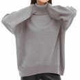 thumbnail image 2 of Women'S Loose Long-Sleeved Solid Color Sweater Classic Autumn and Winter Sweater Light Gray M, 2 of 7
