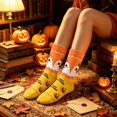 thumbnail image 2 of Huowey Halloween Socks For Men Women Crew Cotton Halloween Theme Pattern Fall Winter Cozy Festival Party Socks, 2 of 5