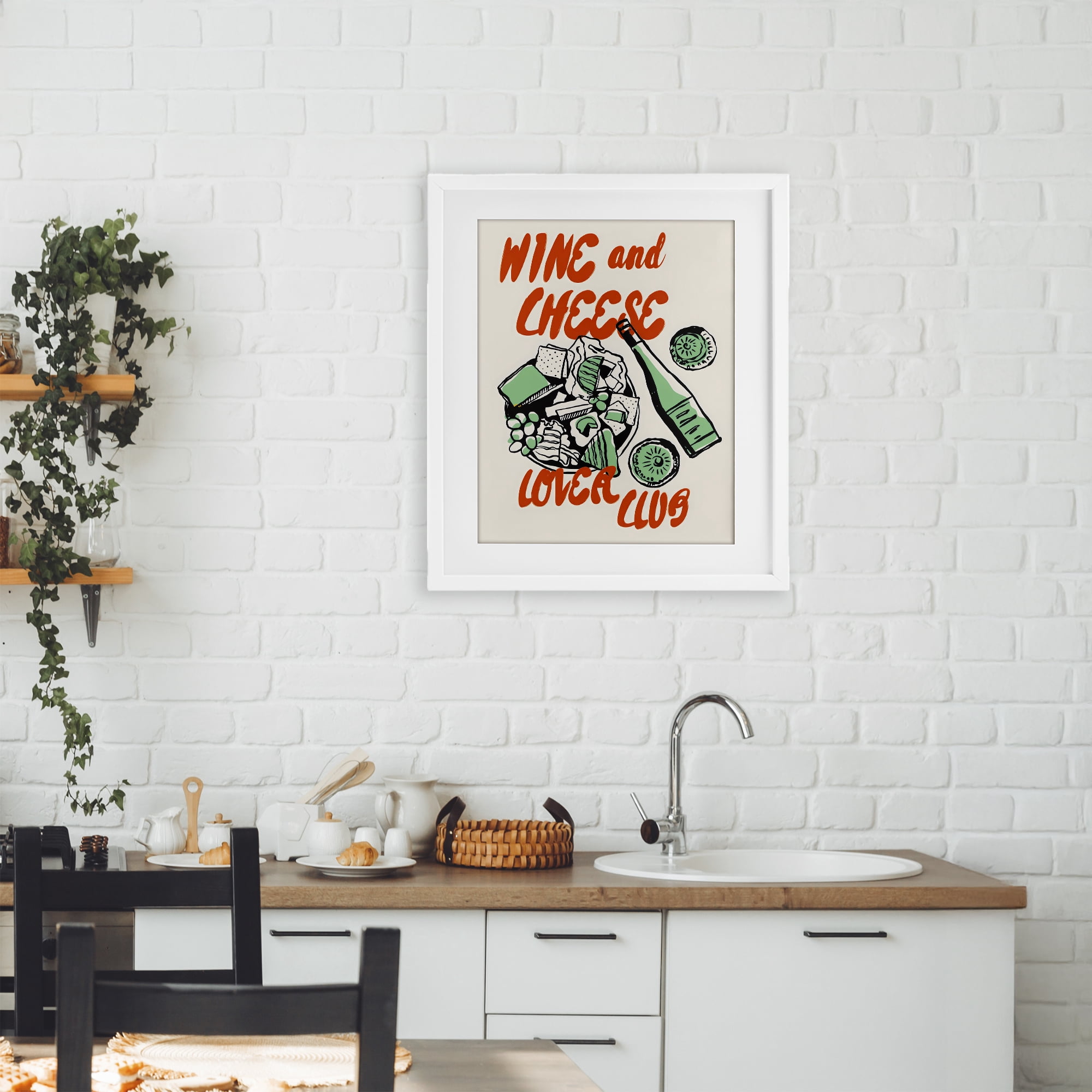 Stupell Industries Wine & Cheese Lover Club White Framed Print Under Glass, design by The Prints Vibe