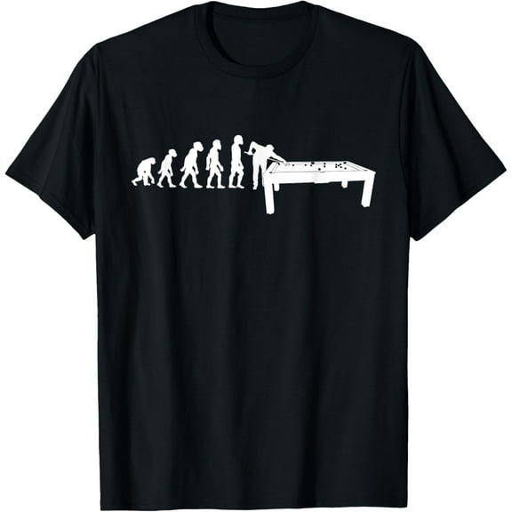 Funny Human Billiards Evolution 8 Ball Pool Cue Stick Player T-Shirt men and women can wear, black, white, gifts