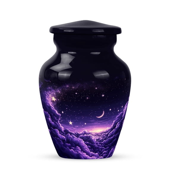 Yatskia Purple Cloud With Moon and Star Small Urn For Ashes For Women, Small Cremation Urns For Human Ashes, (Classic Pack of 1, 3 Inch)