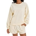 thumbnail image 1 of Conjuntos de sudadera cortos para mujer ATHLECHIC, conjunto de sudadera con mangas de murciélago, conjunto de lounge casual, sudadera cómoda talla S, color albaricoque, 1 of 4