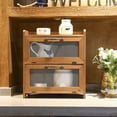 thumbnail image 4 of 2 Tiered Storage Cabinet, Countertop Cabinet, Wood Organizer for Kitchen Living Room Bedroom Office, 15.75 x 14.5 x 6.5 (no Pattern, Double Door, Brown), 4 of 6