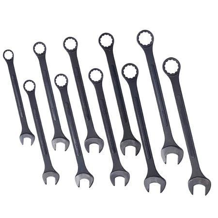 10-Piece SAE Jumbo Combination Wrench Set - Extra Large 1-5/16 to 2 with Black Oxide Finish & Storage Pouch