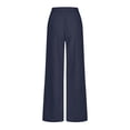 thumbnail image 5 of REALiKUN Women Casual Wide Leg Pant Elastic Waist Wide Leg Linen Pant Loose Long Palazzo Trousers with Pockets, 5 of 6