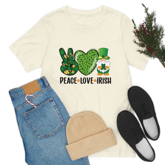 Peace Love Irish Gnome Unisex Jersey Short Sleeve Tee