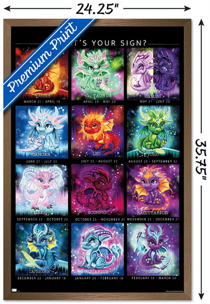 Sheena Pike - The Zodiacs Lil Dragonz Wall Poster, 22.375" x 34" Framed