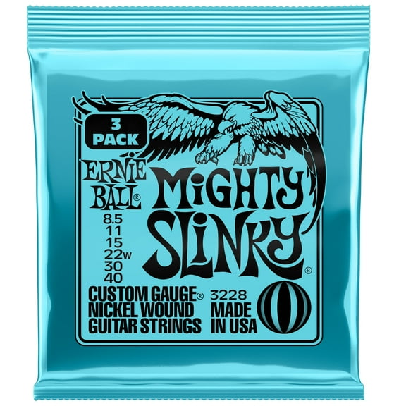 Ernie Ball Mighty Slinky Nickel Wound Electric Guitar Strings 3 Pack - 8.5-40 Gauge