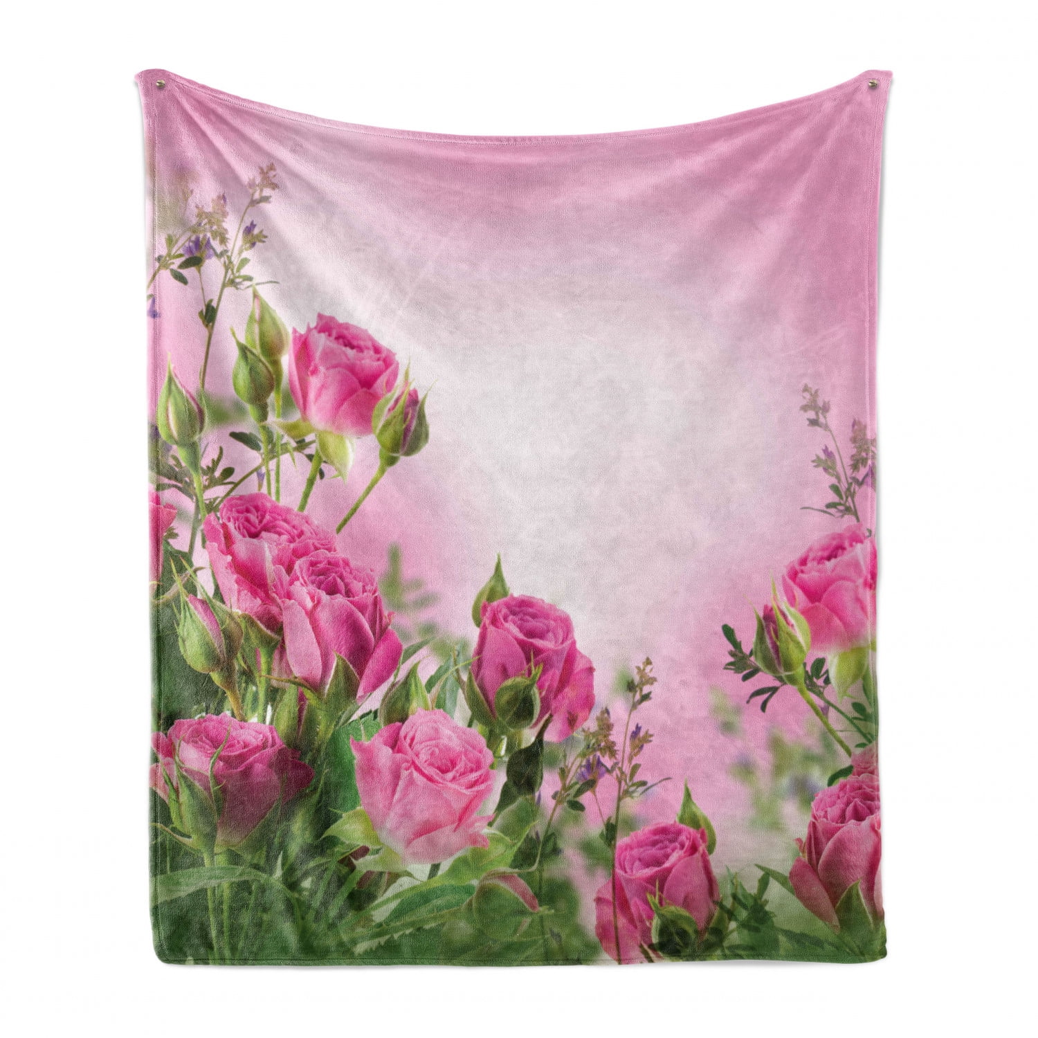 Flower Soft Flannel Fleece Throw Blanket, Spring Season Time Roses