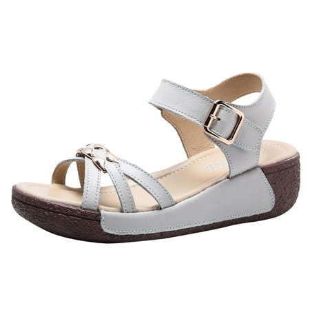 

Youmylove French Style Flat Heeled Women Shoes Mom Sandals Heeled Sandals Summer Comfy Beach Outdoor Walking Footwear