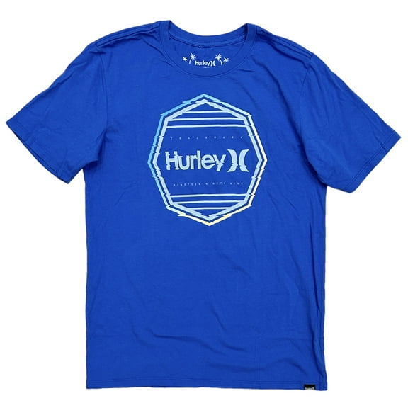 Hurley Men's T-Shirt Everyday Washed Corp Glitch Graphic Short Sleeve Tee (Small, Blue)