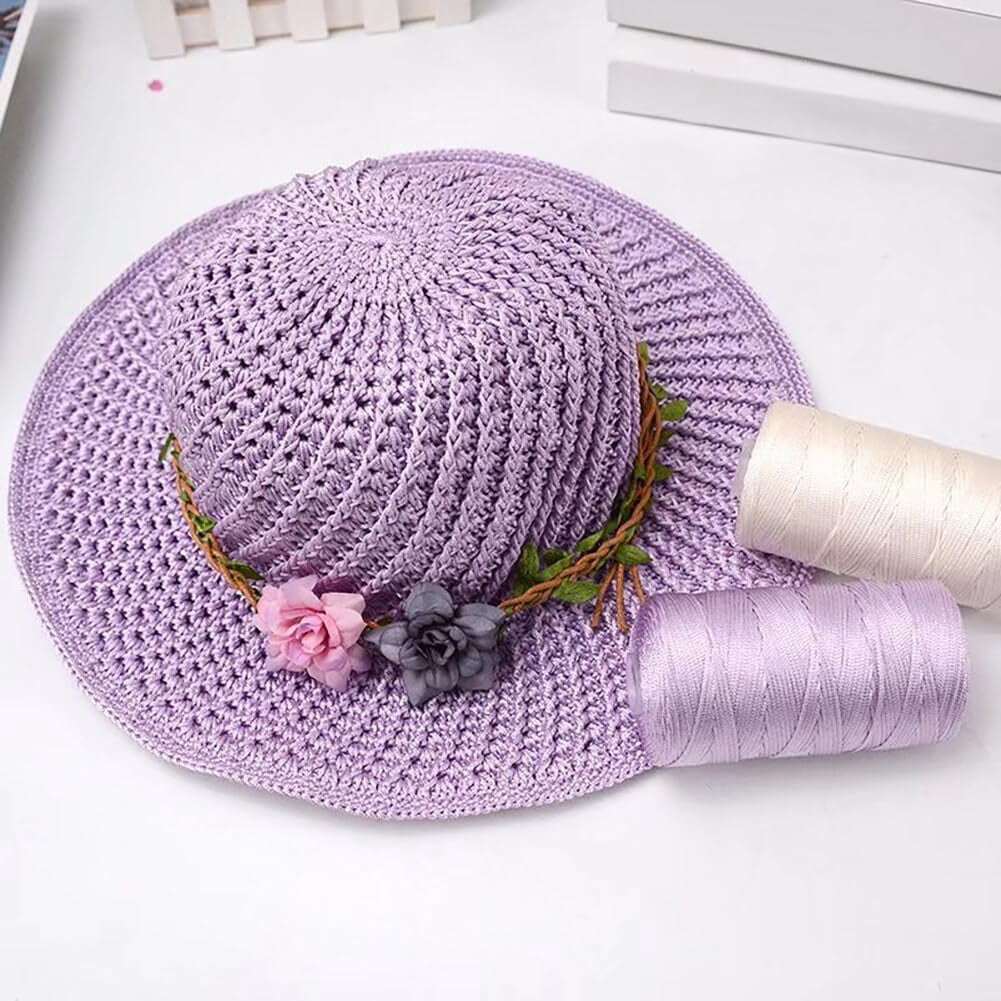 DJH-3Pcs Soft Cord Nylon Yarn, Ice Linen Silk Hand Knitting Light Body Yarn Summer Sun Hat Yarn Hollow Yarn for Crocheting for DIY Summer Shoes Bags Cushions 100g/3.53ounces/Roll-1