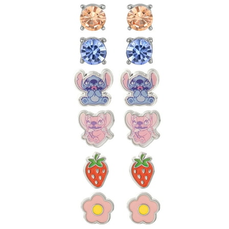 Disney Girls/Tween Stitch and Angel Earring Set, 6 Pairs