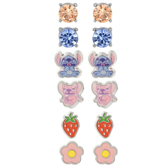 Disney Girls/Tween Stitch and Angel Earring Set, 6 Pairs