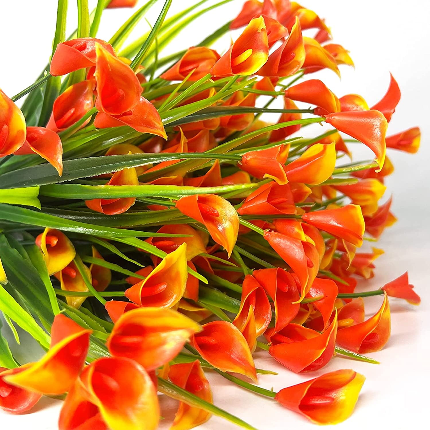 20 Bundles Calla Lily (500 Heads) Artificial Flowers for Outdoors, Fake Plants UV Resistant Faux Plastic Flowers Indoor Outside Planter Home Porch Summer Cemetery Decor(Color Mix)