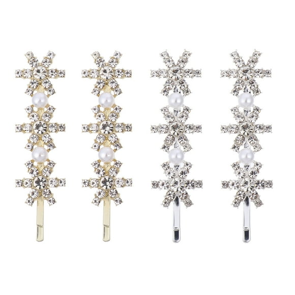 4Pcs Noël Flocon de Neige Cheveux Clips Strass Cheveux Épingles Cheveux Barrettes Cadeau