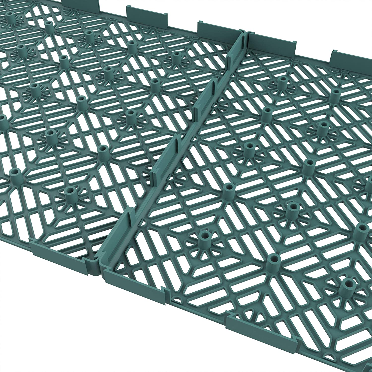 Pure Garden 50-LG1170 Patio & Deck Tiles-Interlocking Diamond Pattern Outdoor Flooring Pavers - Green - Set of 6 - image 4 of 8