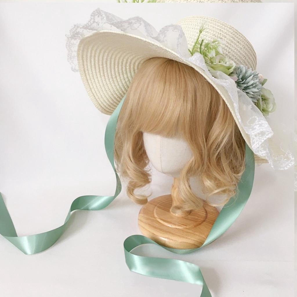 Flower Bonnet Hat Sun Protective Hat for Girl French Handwoven Straw Hat Lace Hat Vintage Panama Hat