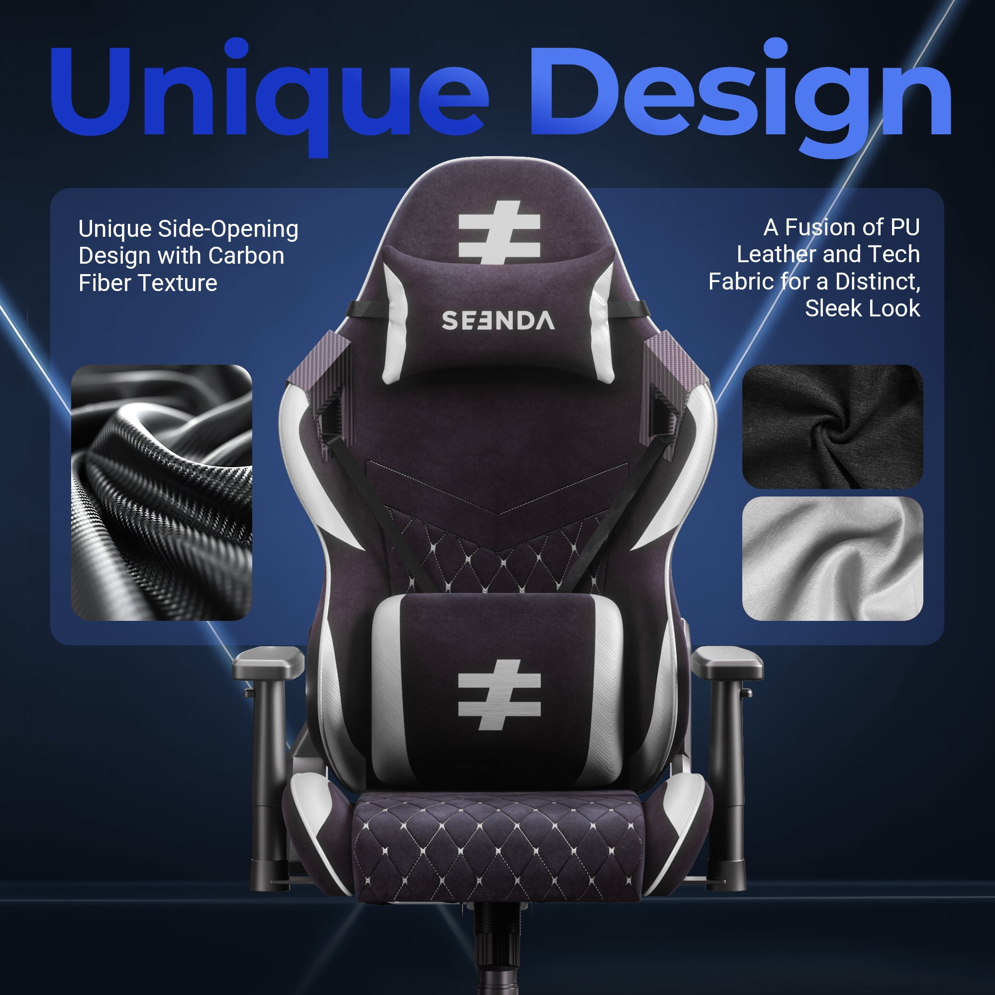 Gaming Chairs for Adults, Computer Chair with Ergonomic High Back, Big and Tall Gamer Chairs with Lumbar Support, 360° Swivel Height Adjustable Video Game Chair, White