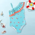 thumbnail image 2 of PEASKJP Girls Ruffle One Piece Swimsuit Cross Back Cute Ruffle Bownot Swimsuit Bathing Suit Swimwear,D 140, 2 of 5
